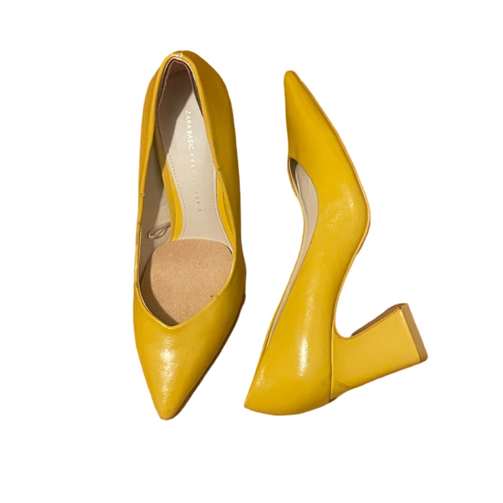 Zara shoes | Zara Basic Block heel Pumps | Size 37 | Color: Yellow/Mustard
